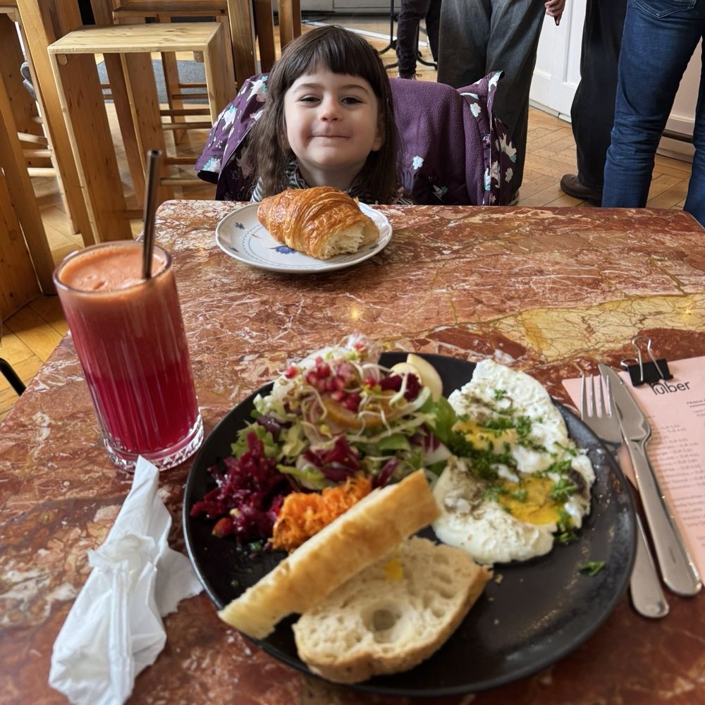 Kaffeekoje Freiburg — Gast genießt veganes Mittagessen in warmherziger Café-Atmosphäre